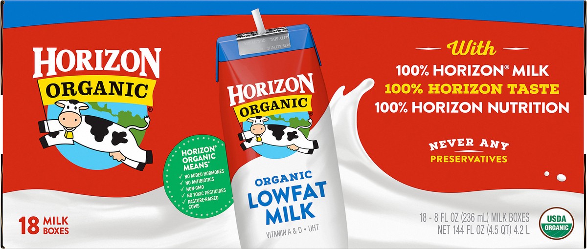 slide 13 of 13, Horizon Organic Shelf-Stable 1% Low Fat milk Boxes, 8 oz., 18 Pack, 8 fl oz