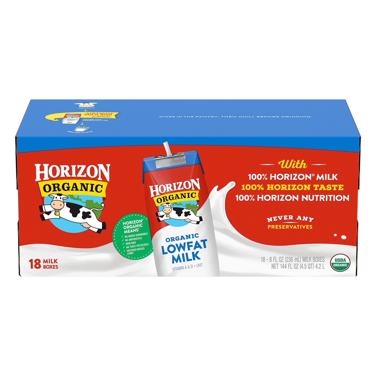 slide 6 of 13, Horizon Organic Shelf-Stable 1% Low Fat milk Boxes, 8 oz., 18 Pack, 8 fl oz