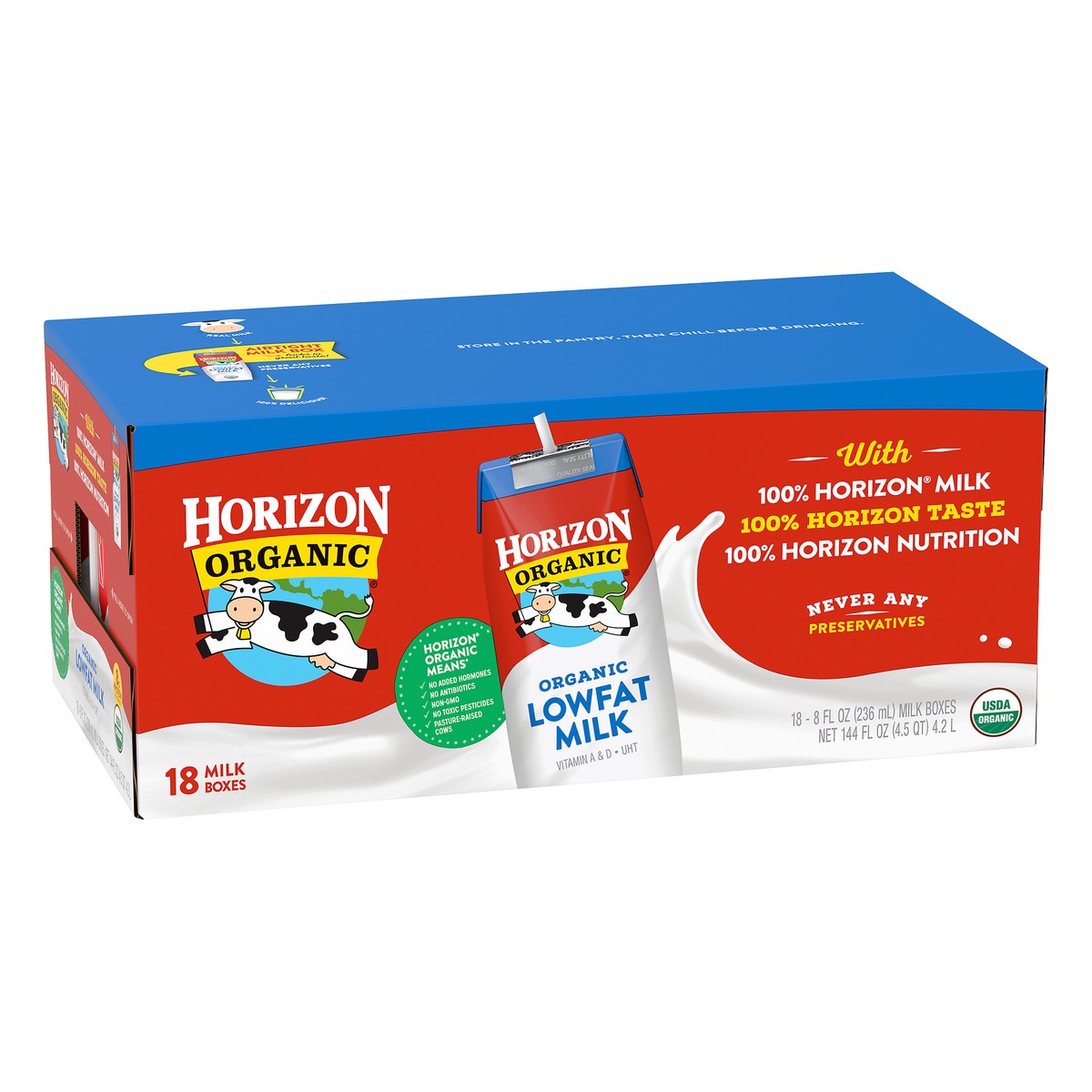 slide 7 of 13, Horizon Organic Shelf-Stable 1% Low Fat milk Boxes, 8 oz., 18 Pack, 8 fl oz