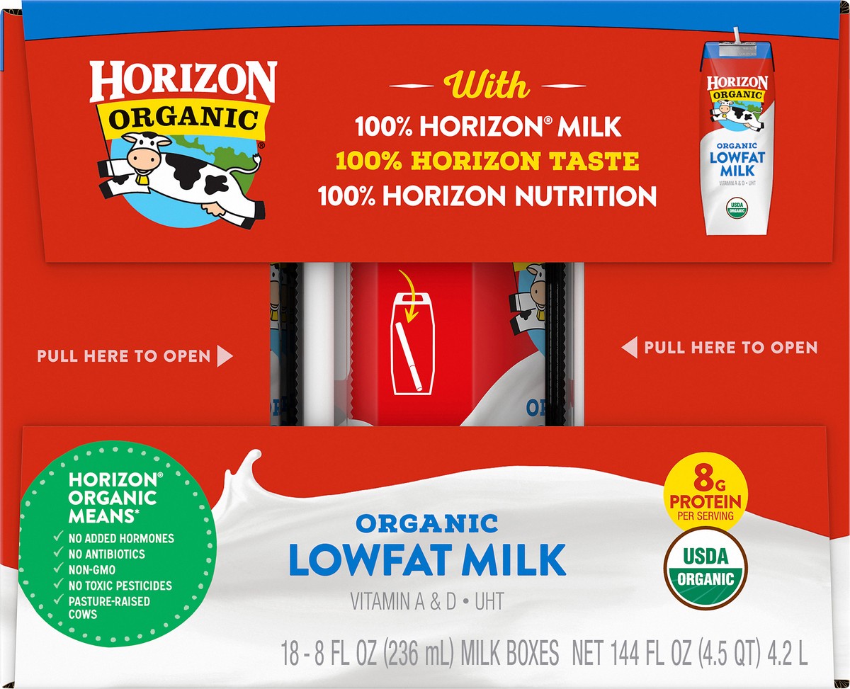 slide 11 of 13, Horizon Organic Shelf-Stable 1% Low Fat milk Boxes, 8 oz., 18 Pack, 8 fl oz