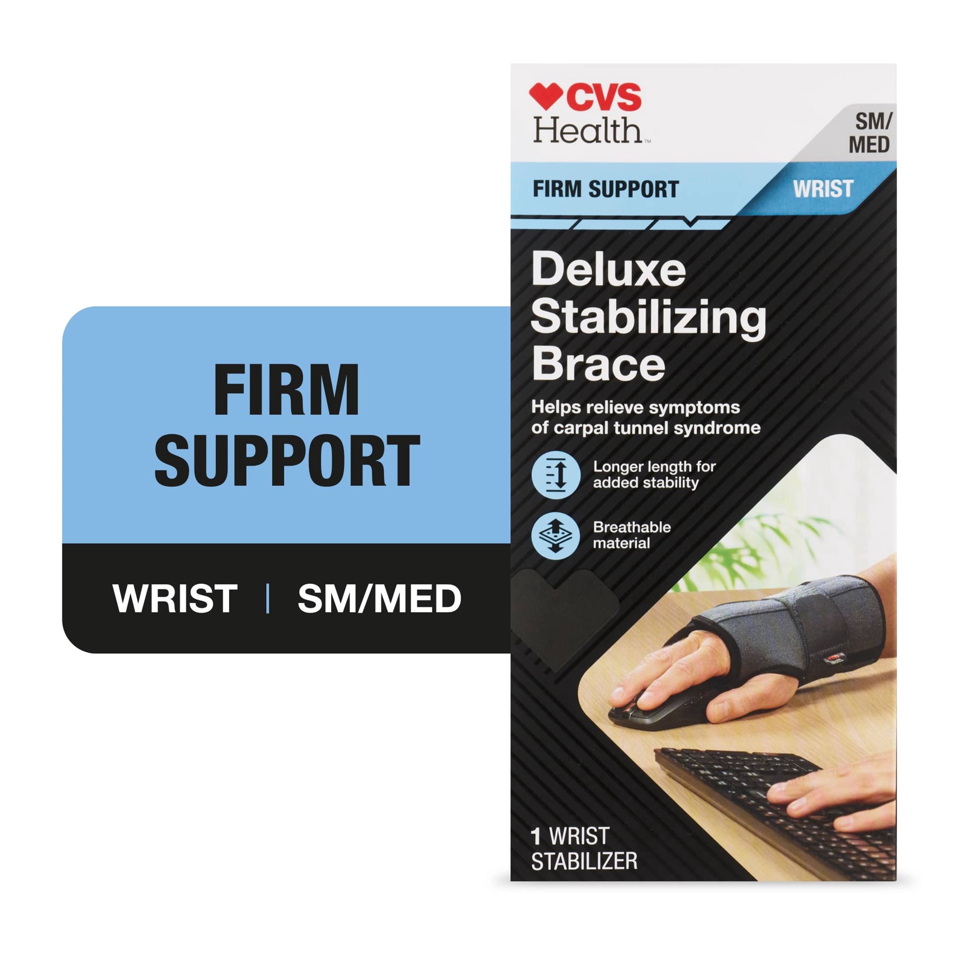 slide 1 of 1, CVS Health Firm Support Deluxe Stabilizing Wrist Brace, 1 ct