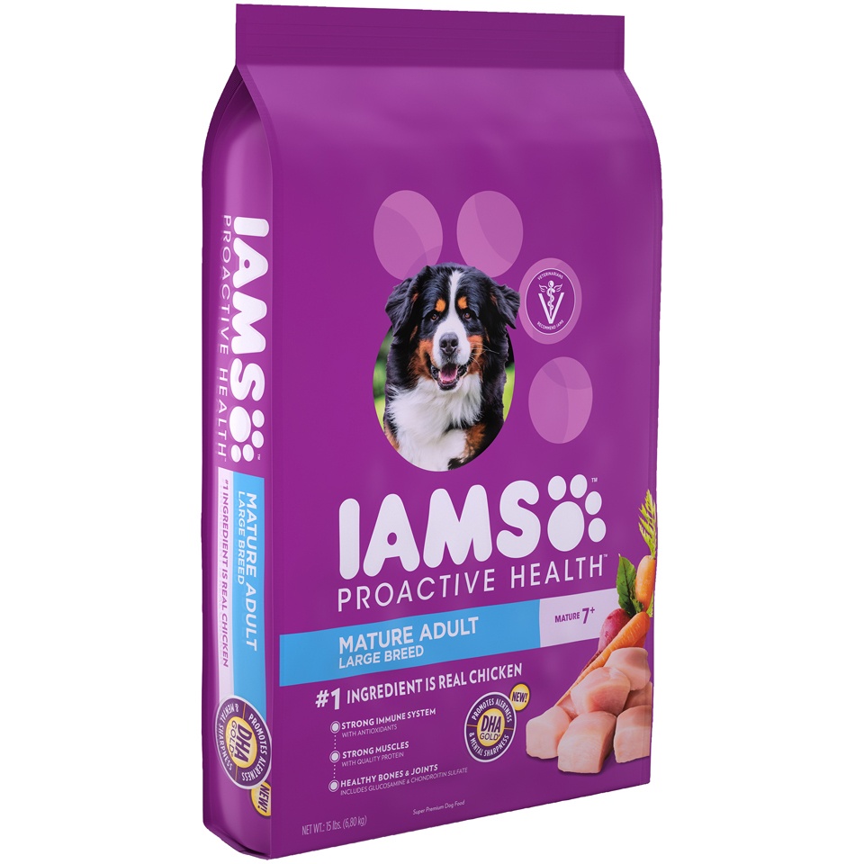 slide 2 of 9, IAMS Healthy Aging Adult Large Breed for Mature and Senior Dogs with Real Chicken Dry Dog Food - 15lbs, 15 lb