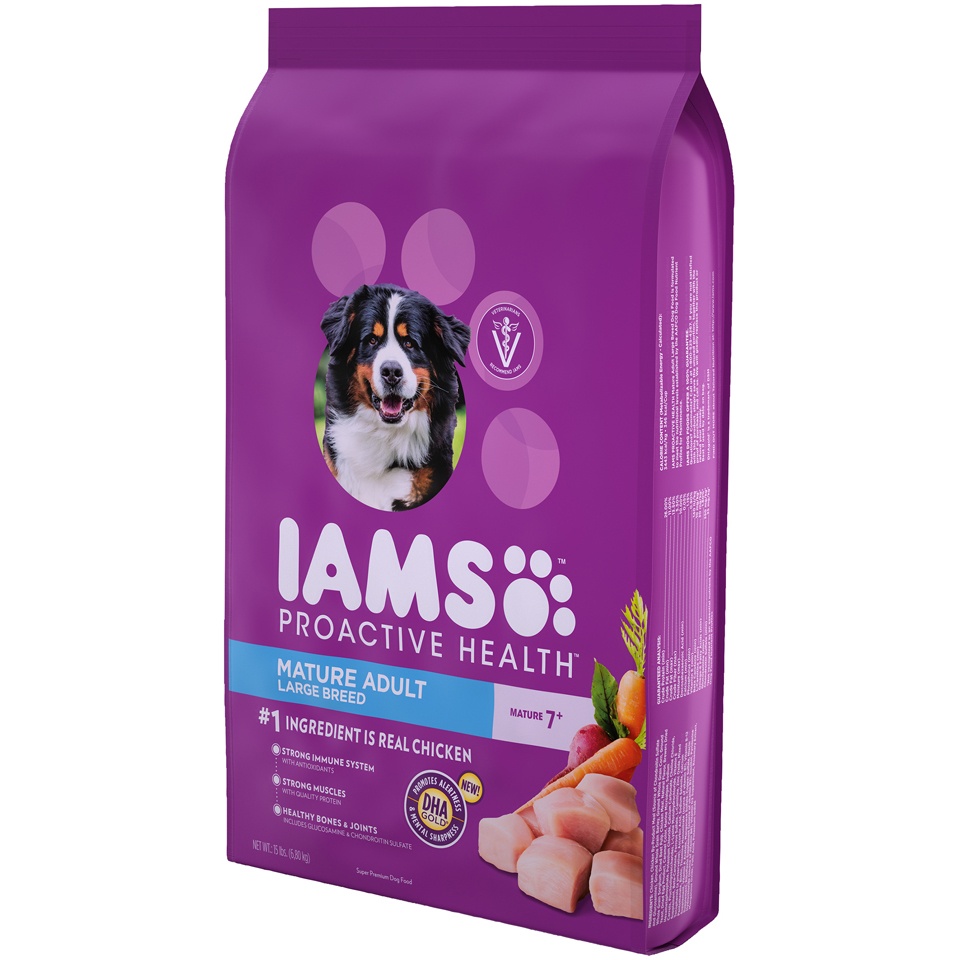 slide 3 of 9, IAMS Healthy Aging Adult Large Breed for Mature and Senior Dogs with Real Chicken Dry Dog Food - 15lbs, 15 lb