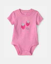 Carter's Baby Girl "So Berry Happy" Strawberry Graphic Bodysuit - Pink, 18M