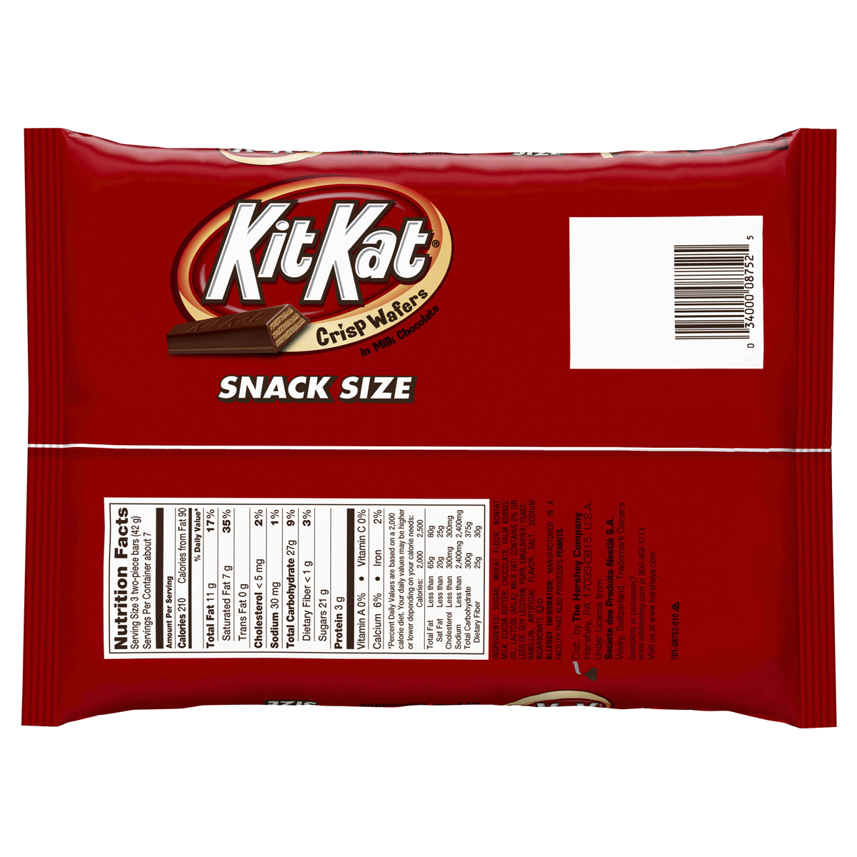 slide 4 of 7, KIT KAT Snack Size Candy Bars, 10.78 oz