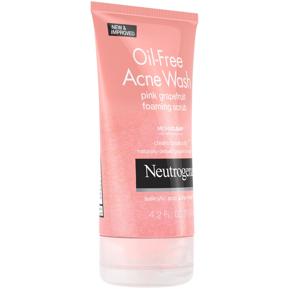 slide 4 of 6, Neutrogena Oil Free Pink Grapefruit Acne Face Wash with Vitamin C, 2% Salicylic Acid Acne Treatment, Gentle Foaming Vitamin C Facial Scrub to Treat & Prevent Breakouts, 4.2 oz