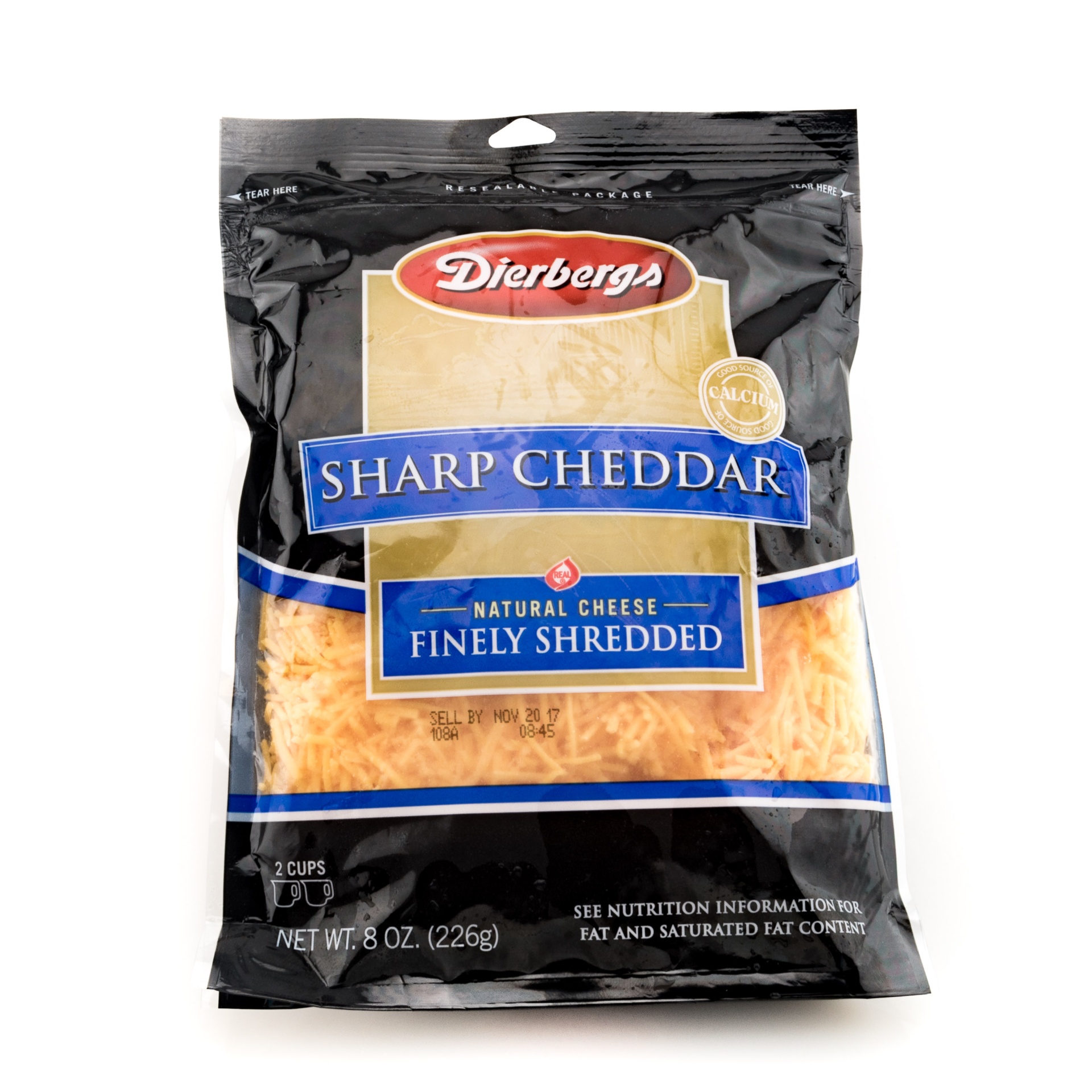 slide 1 of 1, Dierbergs Finely Shredded Shrp Cheddar Cheese, 8 oz