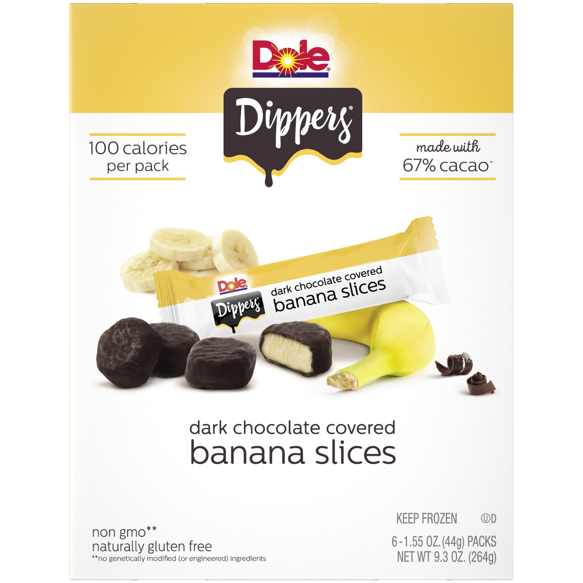slide 6 of 8, Dole Dippers frozen dark chocolate covered real banana slices, 6 ct; 9.3 oz