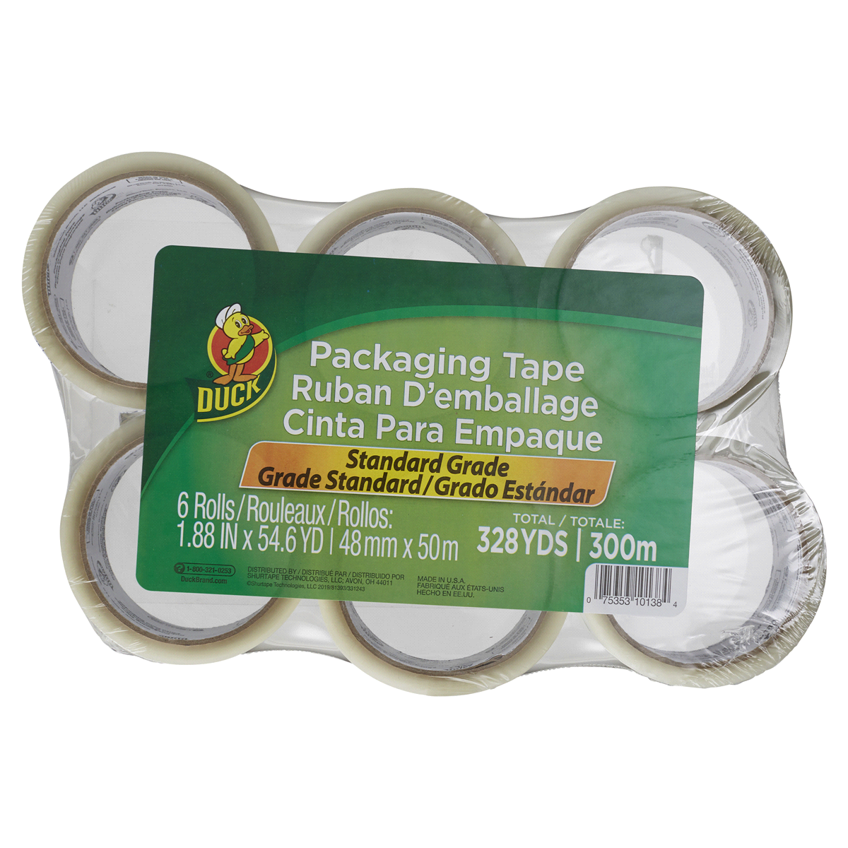 slide 1 of 29, Duck Brand Packaging Tape, 1.88-Inch x 54.6 Yards, 6 Rolls Clear, 6 ct; 1.88 in x 54.6 in