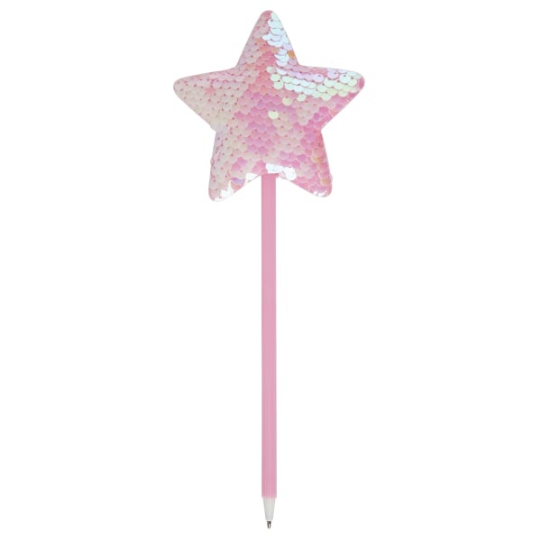 slide 1 of 2, Office Depot Reversible Sequin Ballpoint Pen, Star, Medium Point, 1.0 Mm, Pink Barrel, Black Ink, Star, 1 ct