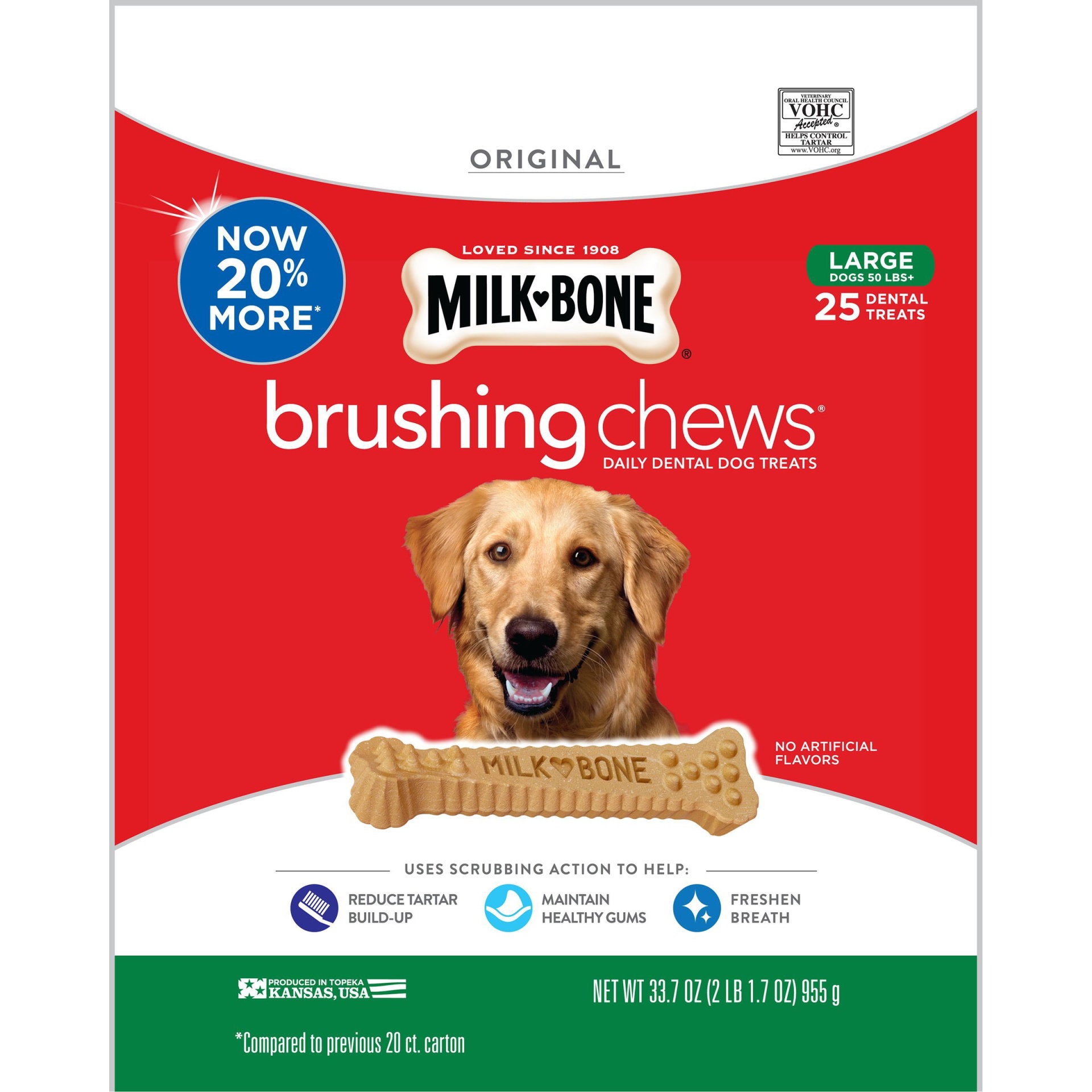 slide 1 of 4, Milk-Bone Beef Brushing Chews Daily Chicken Dental Dog Treats Large - 33.7oz/25ct per bag, 33.7 oz, 25 ct