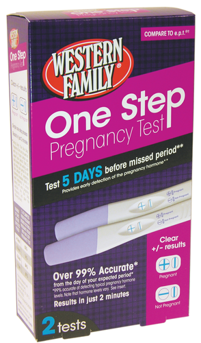 slide 1 of 1, Western Family One Step Pregnancy Test, 2 ct