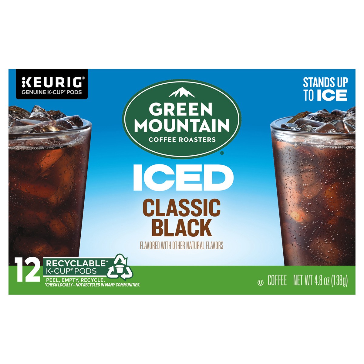 slide 1 of 1, Green Mountain Coffee Roasters ICED Classic Black, Single Serve Keurig K-Cup Pods, Medium Roast Iced Coffee, 12 Count, 12 ct