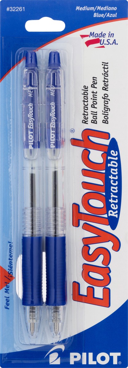 slide 1 of 10, EasyTouch Blue Medium Retractable Ball Point Pen 2 ea, 2 ct