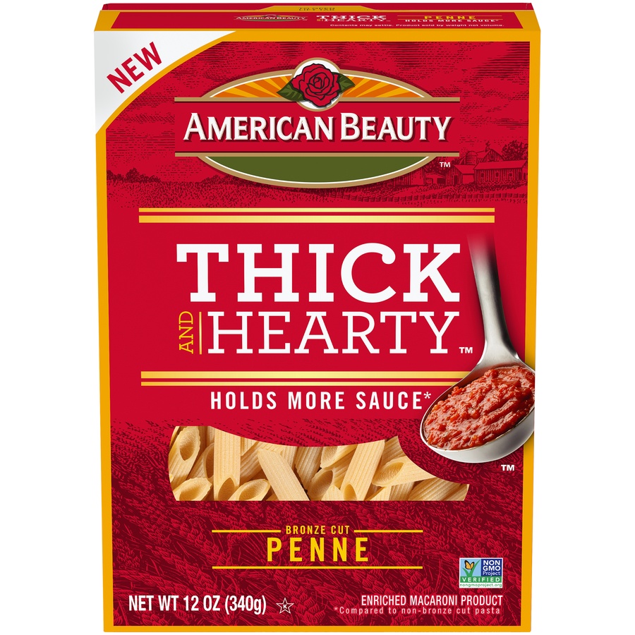 slide 1 of 8, American Beauty Thick And Hearty Penne Pasta, 12 oz