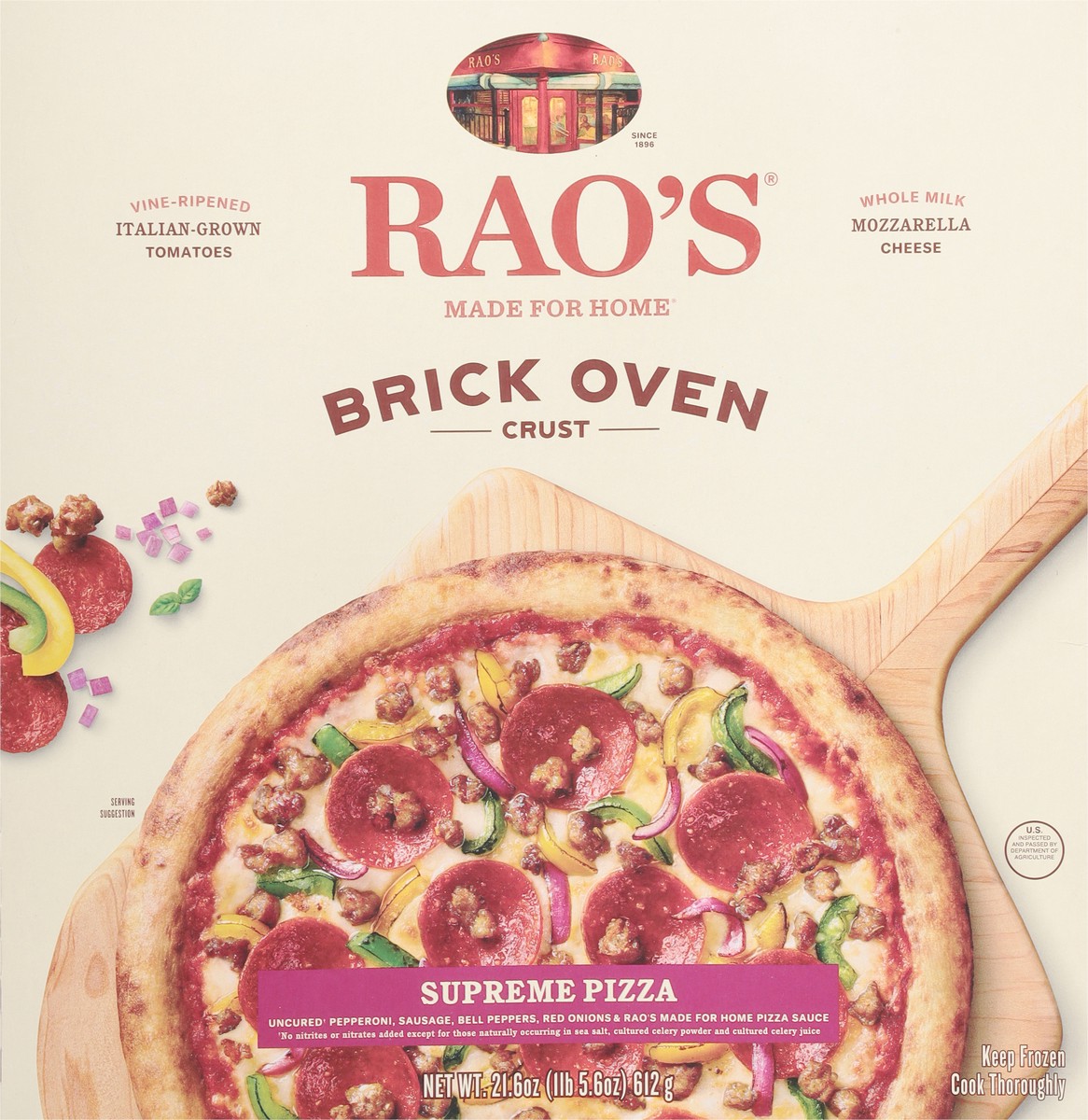 slide 5 of 13, Rao's Made for Home Brick Oven Crust Supreme Pizza - 21.6 oz, 21.6 oz