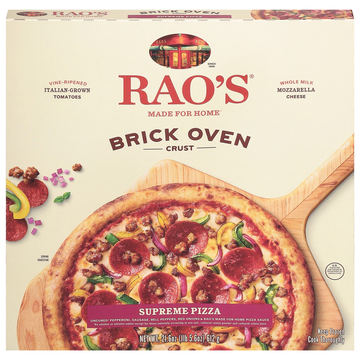 slide 9 of 13, Rao's Made for Home Brick Oven Crust Supreme Pizza - 21.6 oz, 21.6 oz