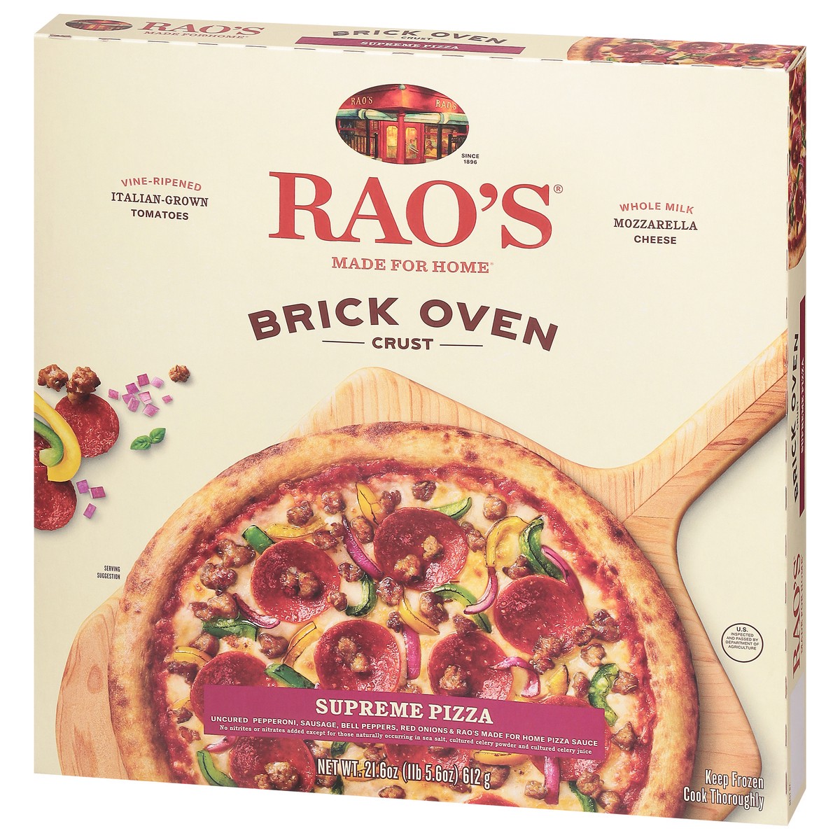 slide 8 of 13, Rao's Made for Home Brick Oven Crust Supreme Pizza - 21.6 oz, 21.6 oz