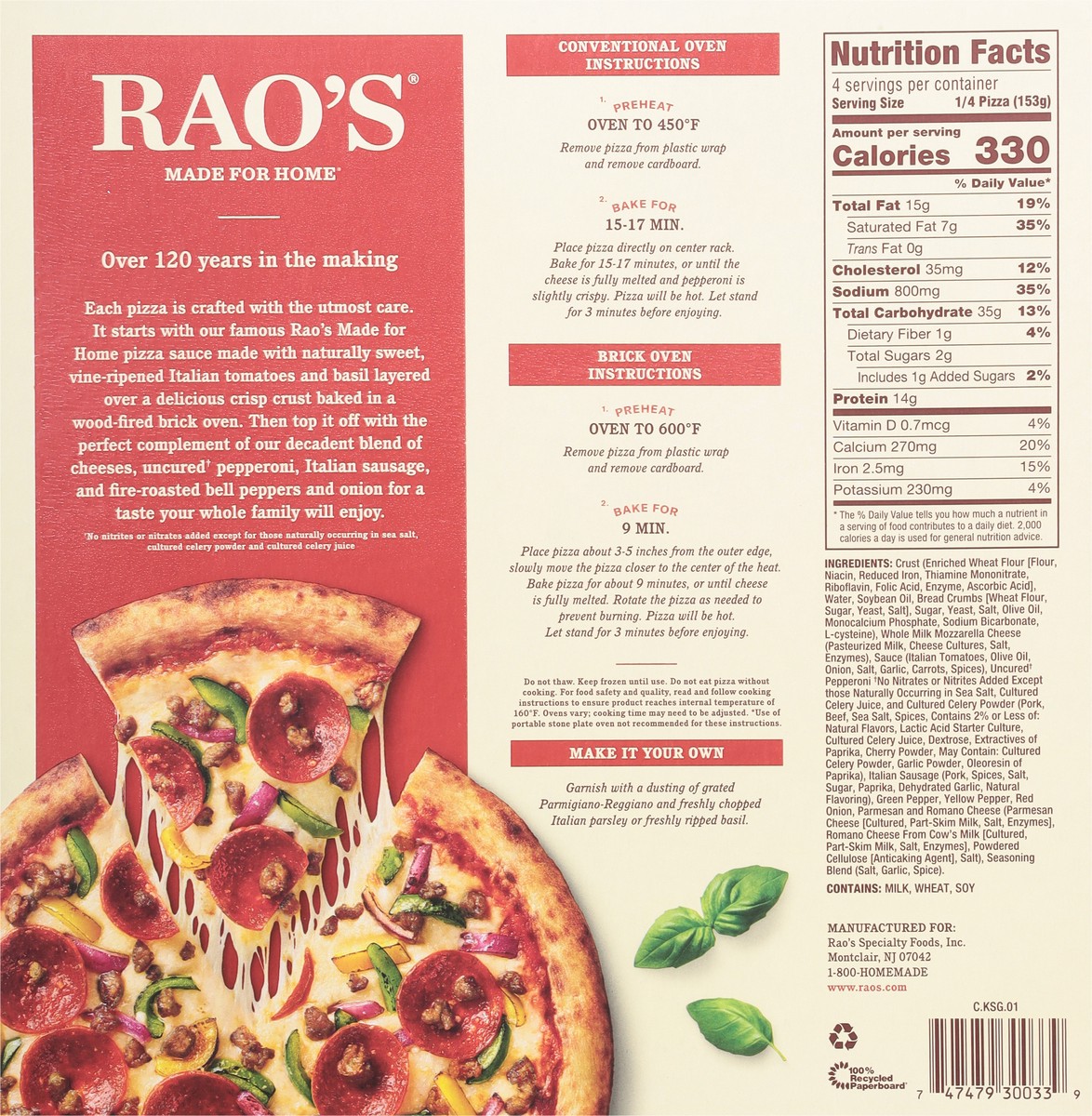 slide 10 of 13, Rao's Made for Home Brick Oven Crust Supreme Pizza - 21.6 oz, 21.6 oz