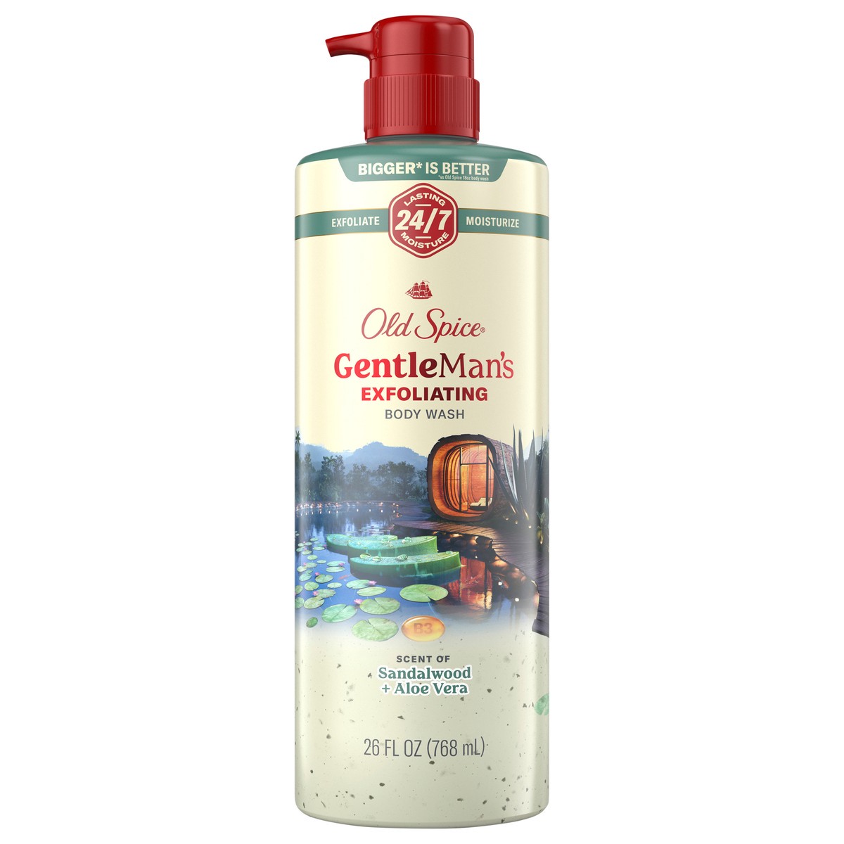 slide 5 of 8, Old Spice Men's Body Wash for Men, Sandalwood + Aloe Vera, 24/7 Shower Fresh, 18 oz, Exfoliation + Moisturization, 26oz, 26 fl oz