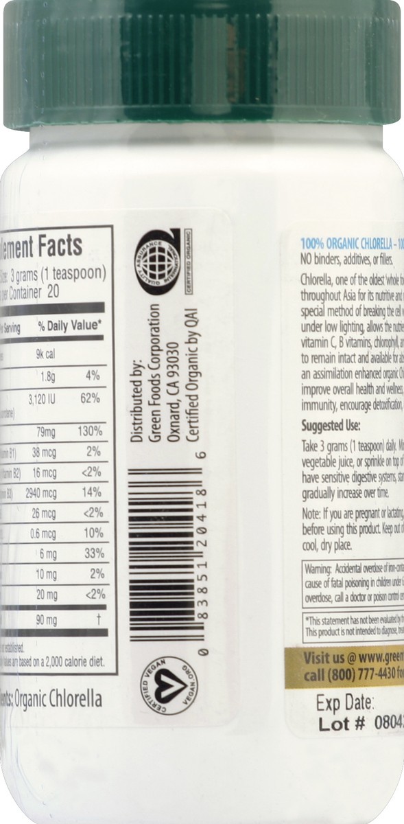 slide 3 of 3, Green Foods Chlorella 2.1 oz, 2.1 oz