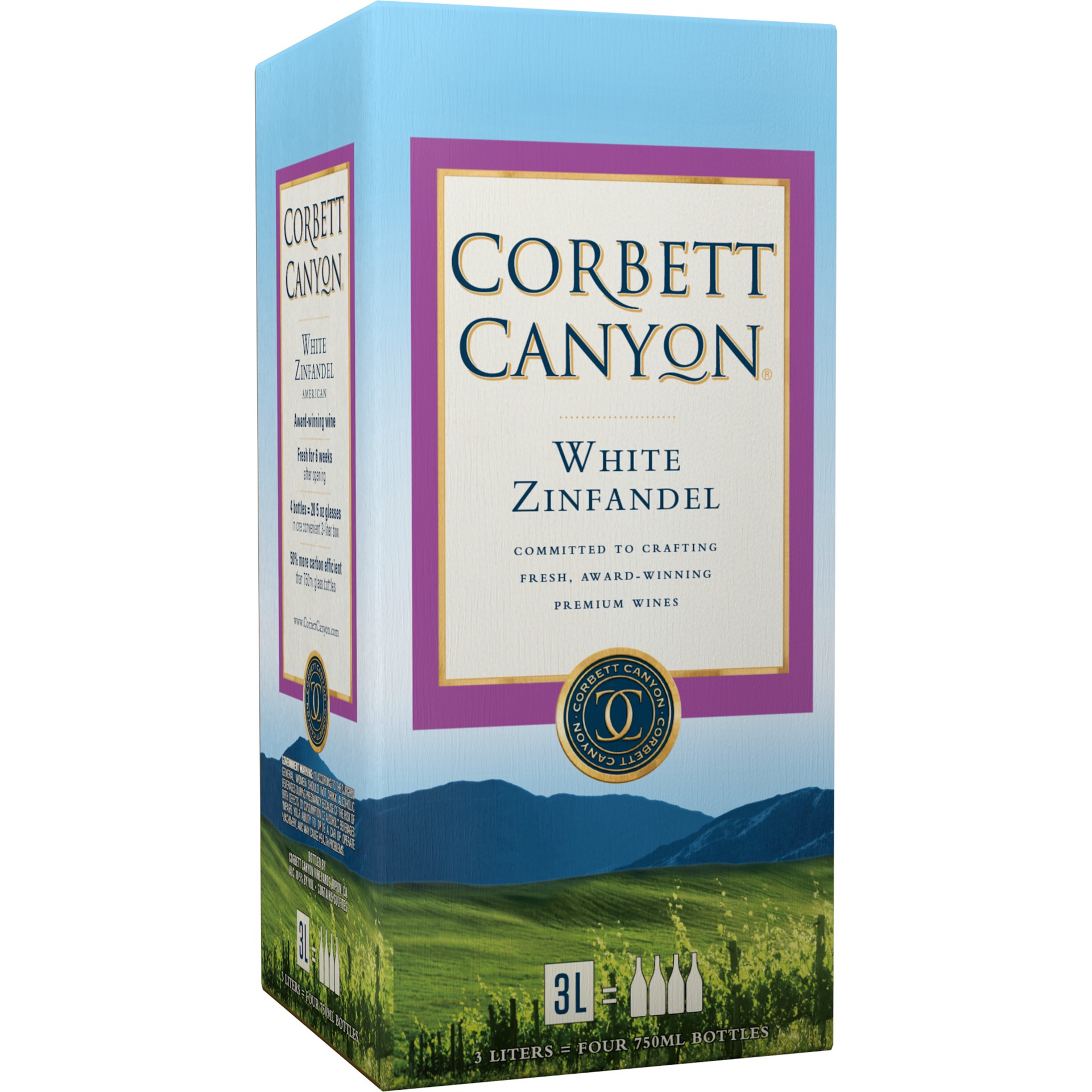 slide 1 of 2, Corbett Canyon White Zinfandel, Pink Wine, American, 1 ct, 3L Box, 3 liter