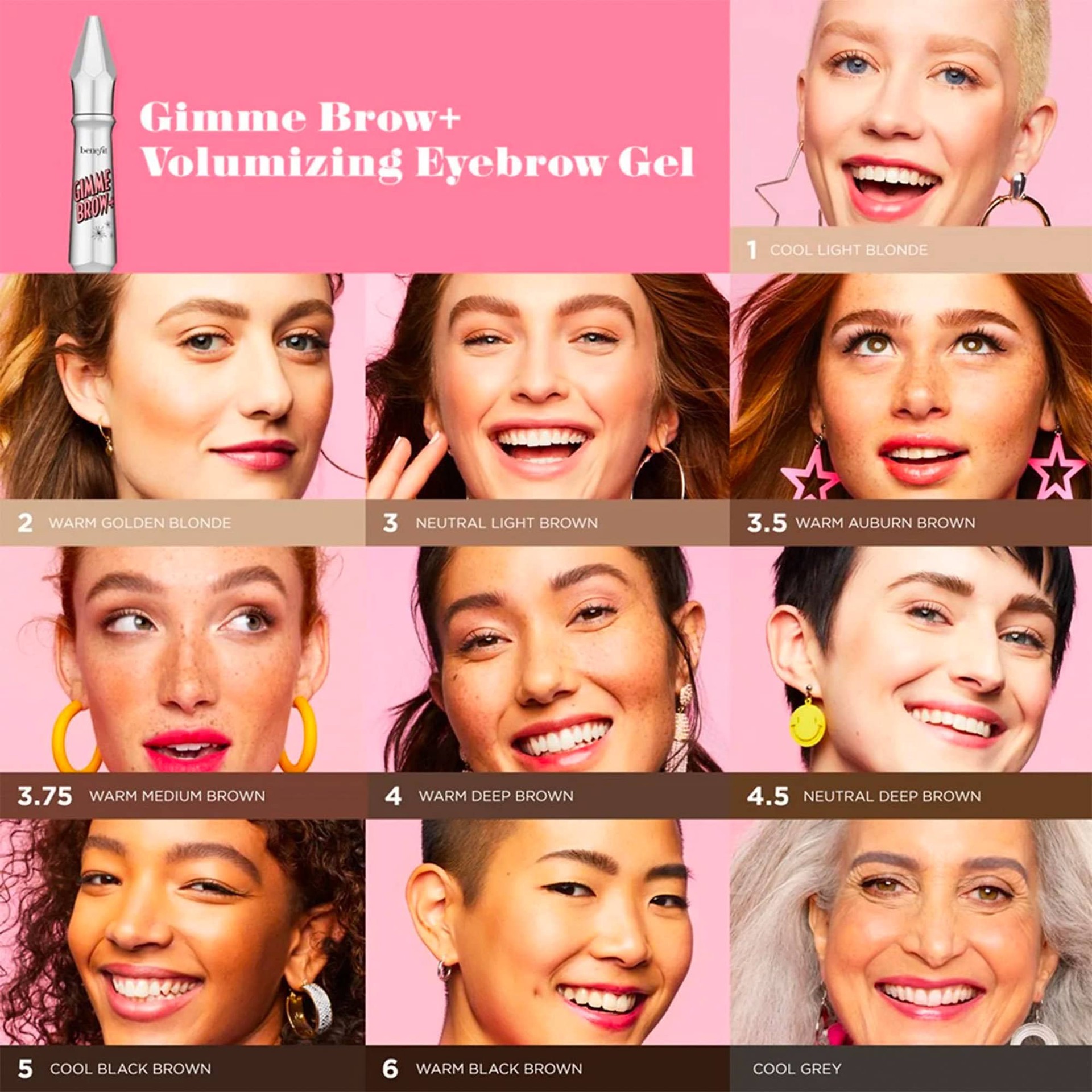 slide 7 of 8, Benefit Cosmetics Mini Gimme Brow+ Tinted Volumizing Eyebrow Gel 4, 1 ct