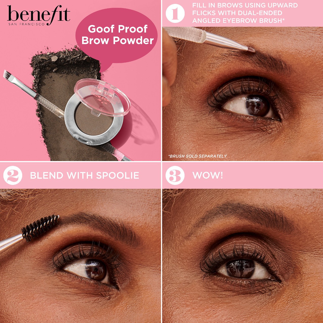 slide 6 of 9, Benefit Cosmetics Goof Proof Waterproof Brow-Filling Powder Shade 4, 0.06 oz / 1.9 gram