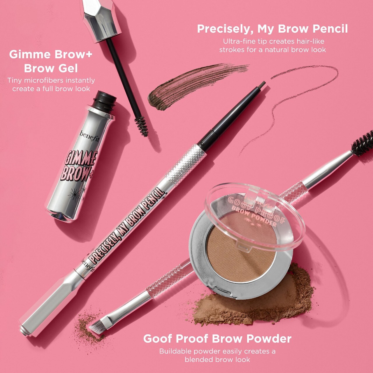 slide 7 of 9, Benefit Cosmetics Goof Proof Waterproof Brow-Filling Powder Shade 4, 0.06 oz / 1.9 gram