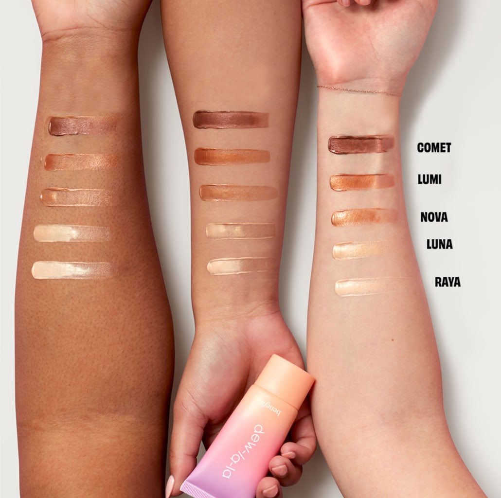 slide 5 of 10, Benefit Cosmetics Dew La La All-Over Glow Liquid Highlighter Lumi, 0.85 oz / 25 ml