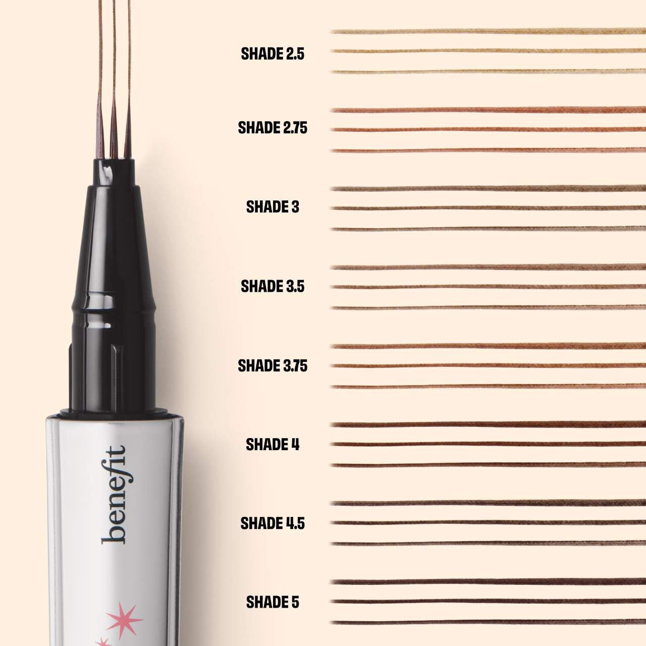 slide 9 of 10, Benefit Cosmetics Mighty Fine Waterproof Brow Pen 4, 0.01 fl. oz. / 0.5 ml