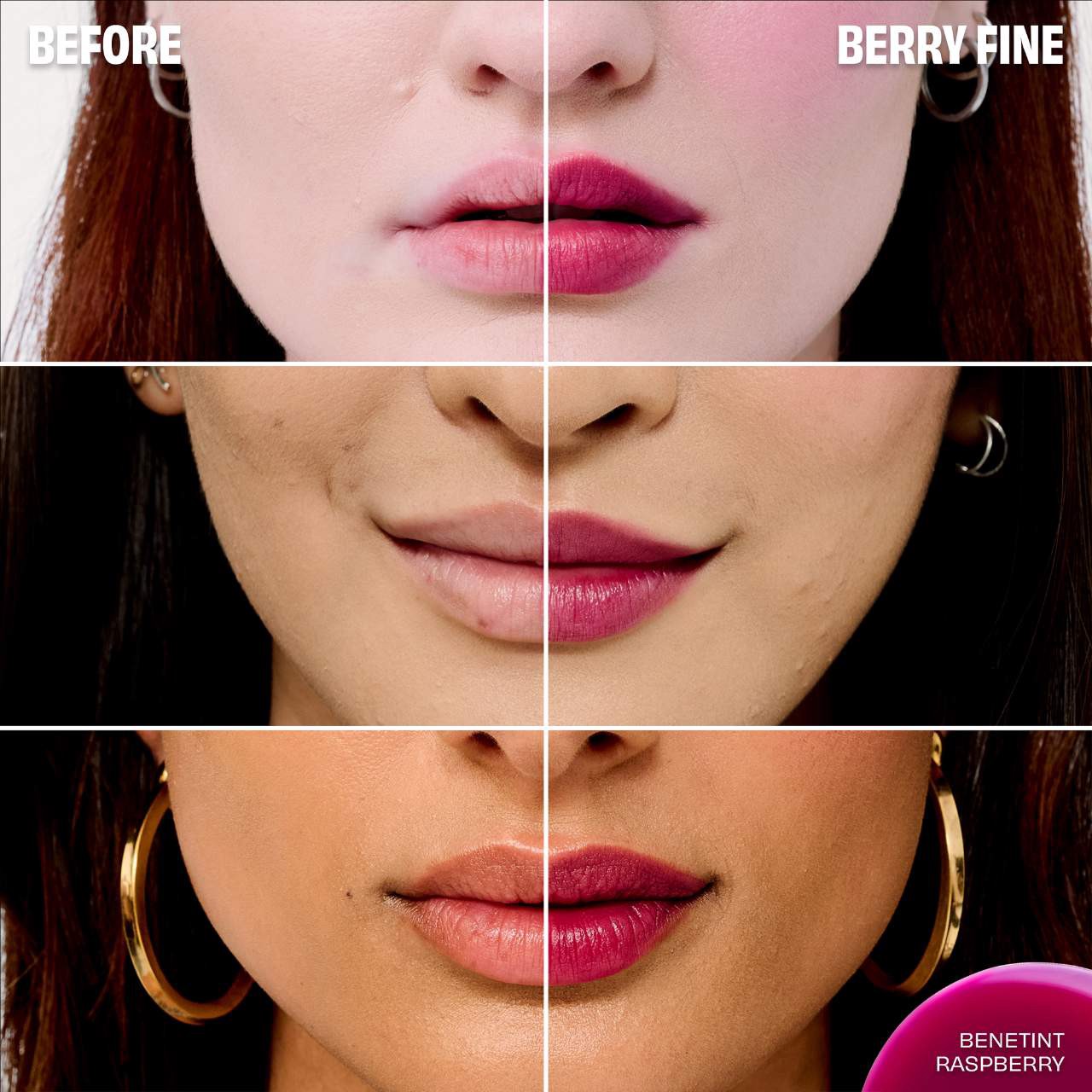 slide 3 of 9, Benefit Cosmetics Benetint Liquid Lip + Cheek Blush Stain Raspberry, 0.2 oz/6 ml