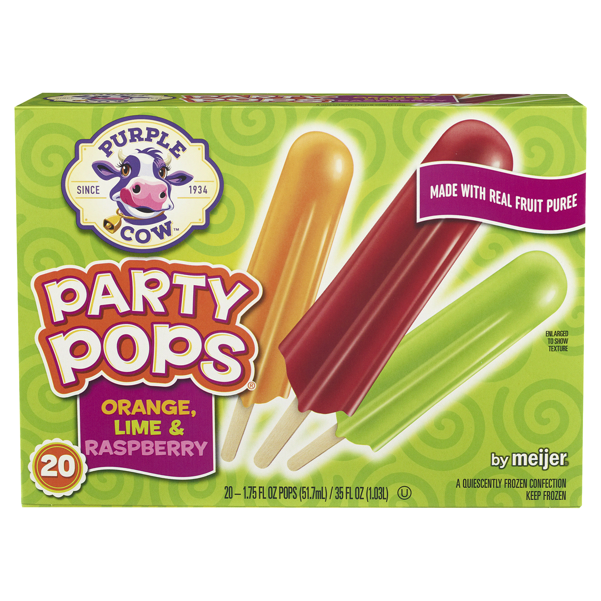 slide 1 of 4, Purple Cow Orange, Lime & Raspberry Party Pops, 20 ct