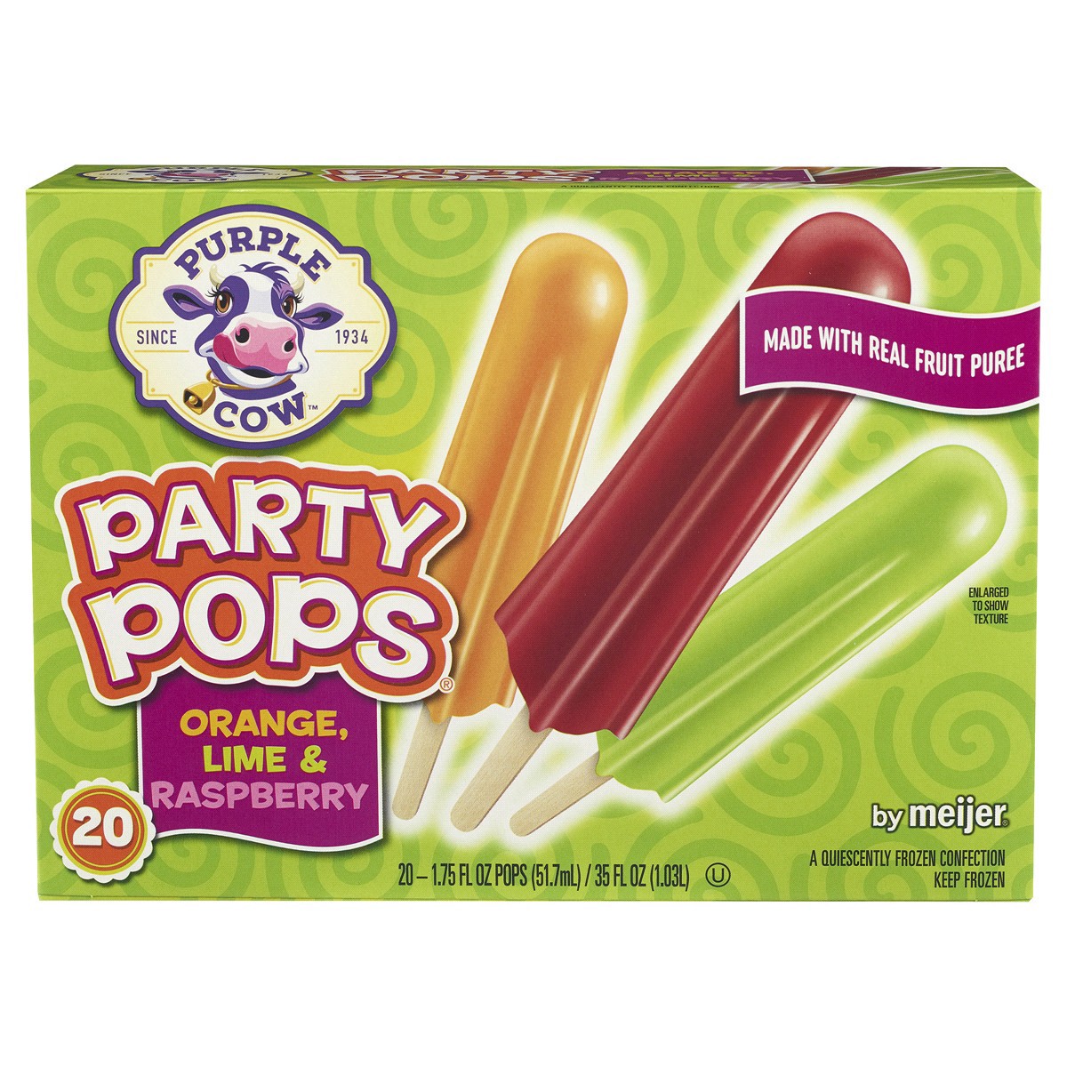 slide 1 of 5, Purple Cow Orange, Lime & Raspberry Party Pops, 20 ct