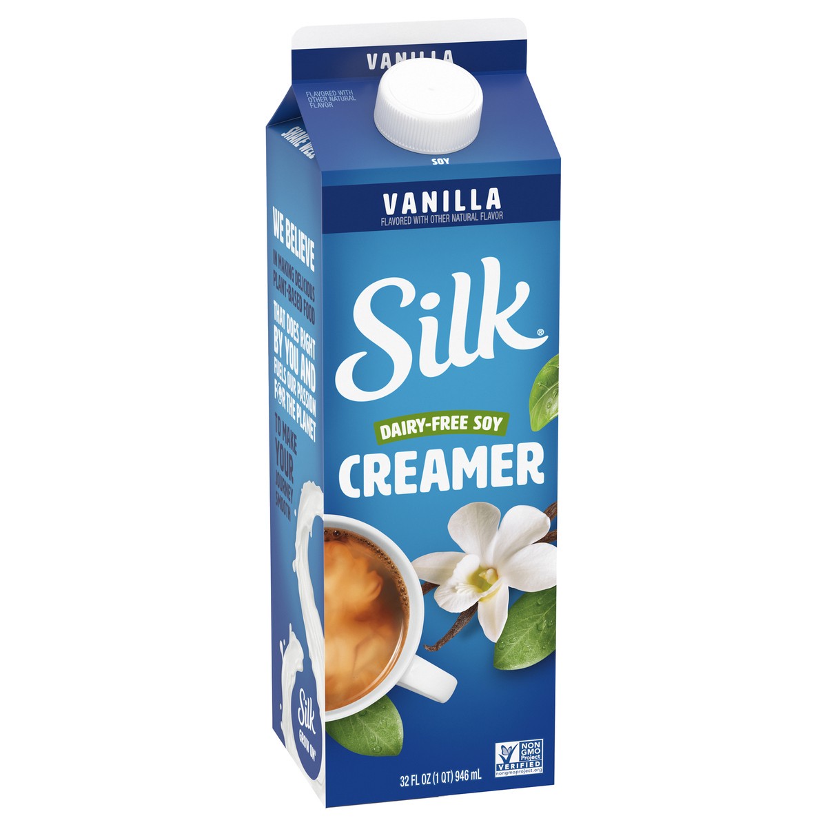 slide 10 of 12, Silk Soy Creamer, Vanilla, Smooth, Lusciously Creamy Dairy Free and Gluten Free Creamer From the No. 1 Brand of Plant Based Creamers, 32 FL OZ Carton, 32 fl oz