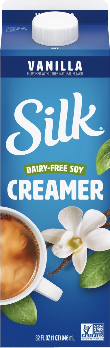 slide 9 of 12, Silk Soy Creamer, Vanilla, Smooth, Lusciously Creamy Dairy Free and Gluten Free Creamer From the No. 1 Brand of Plant Based Creamers, 32 FL OZ Carton, 32 fl oz