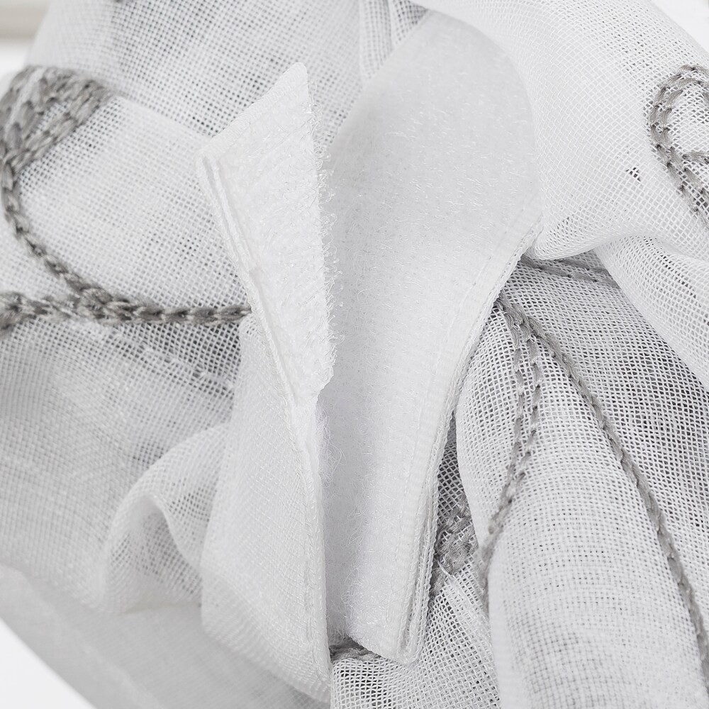 slide 6 of 6, No. 918 Francine Embroidered No Header Tie Up Shade - White / Gray, 1 ct