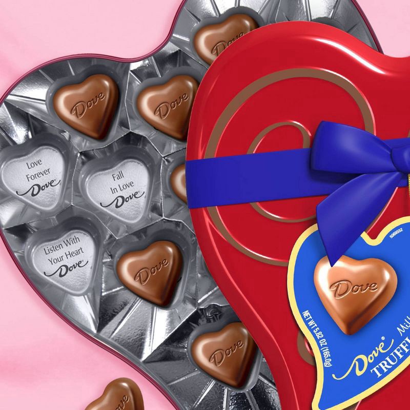 slide 8 of 8, DOVE Dark Chocolate Truffle Hearts Valentine's Day Candy Gift, 5.82 Heart Tin, 5.82 oz
