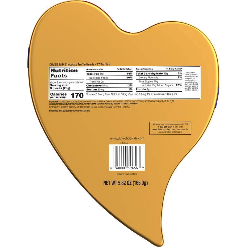 slide 4 of 8, DOVE Dark Chocolate Truffle Hearts Valentine's Day Candy Gift, 5.82 Heart Tin, 5.82 oz