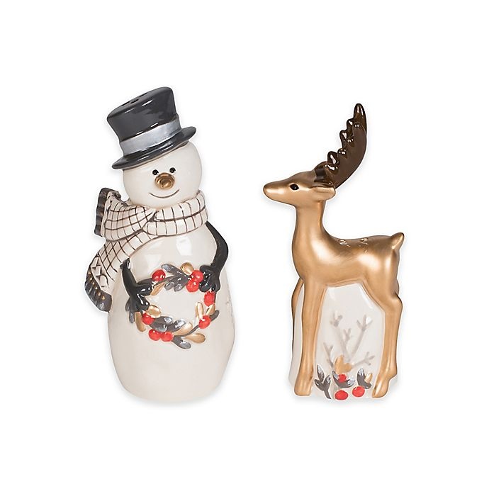 slide 1 of 2, Fitz and Floyd Wintry Woods Snowman Salt and Pepper Shakers, 1 ct