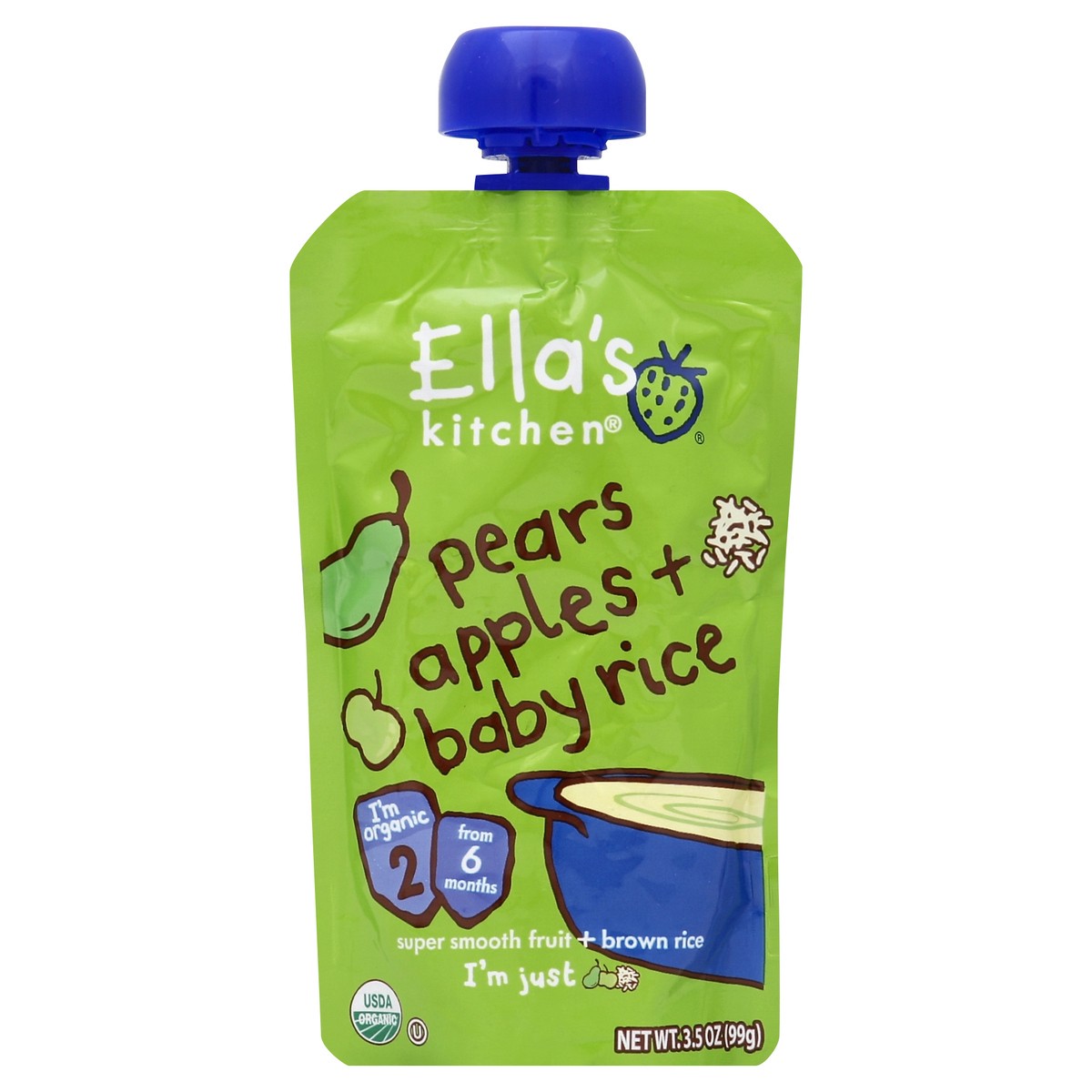 slide 8 of 9, Ella's Kitchen Pears Apples + Baby Rice 3.5 oz, 3.5 oz