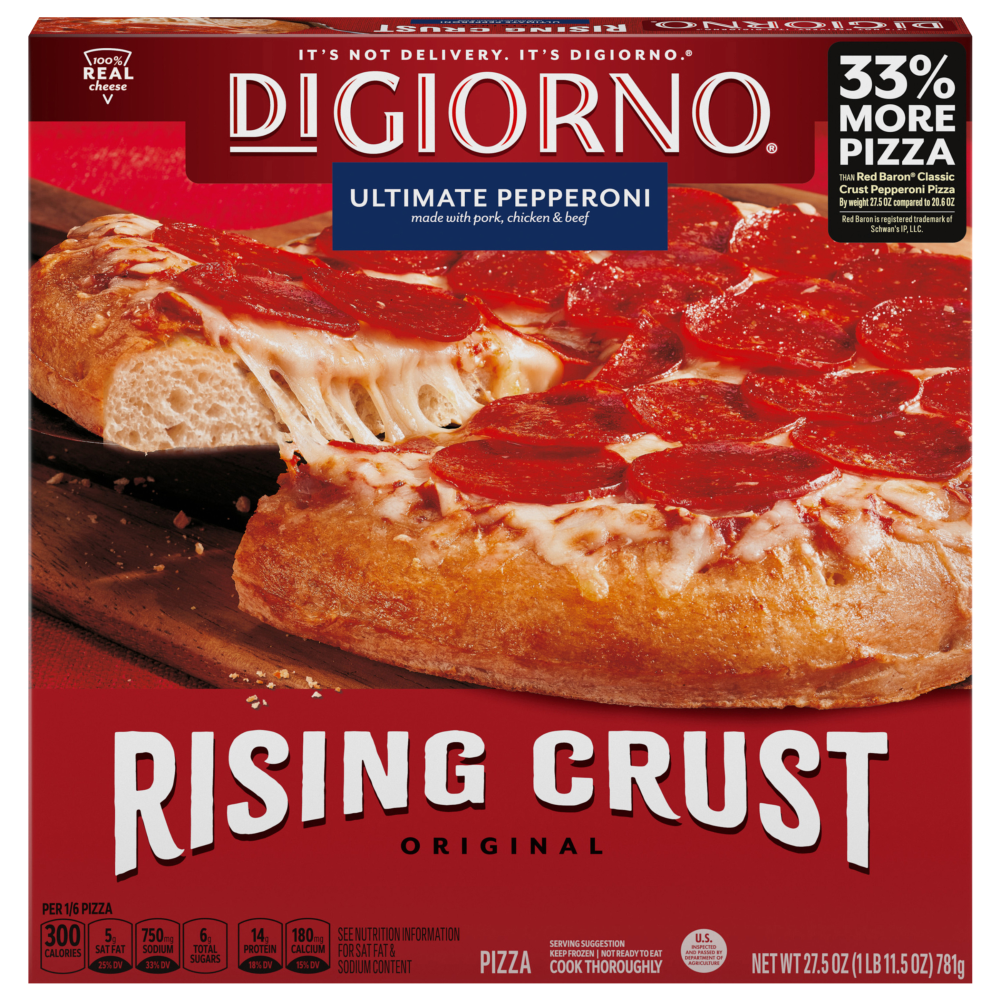slide 1 of 6, DiGiorno Original Rising Crust Pepperoni Frozen Pizza 12in 24.7oz Pack, 24.7 oz