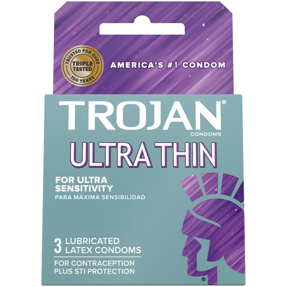 slide 2 of 4, Trojan Ultra Thin Condoms 3 ea, 3 ct