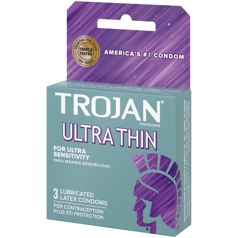 slide 4 of 4, Trojan Ultra Thin Condoms 3 ea, 3 ct