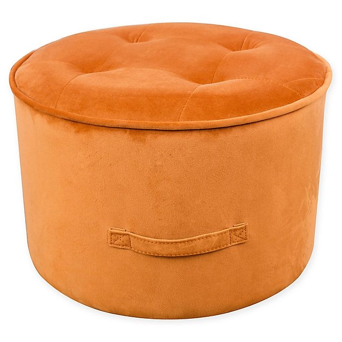 slide 1 of 3, TOV Furniture Velvet Upholstered Luna Ottoman - Cognac, 1 ct