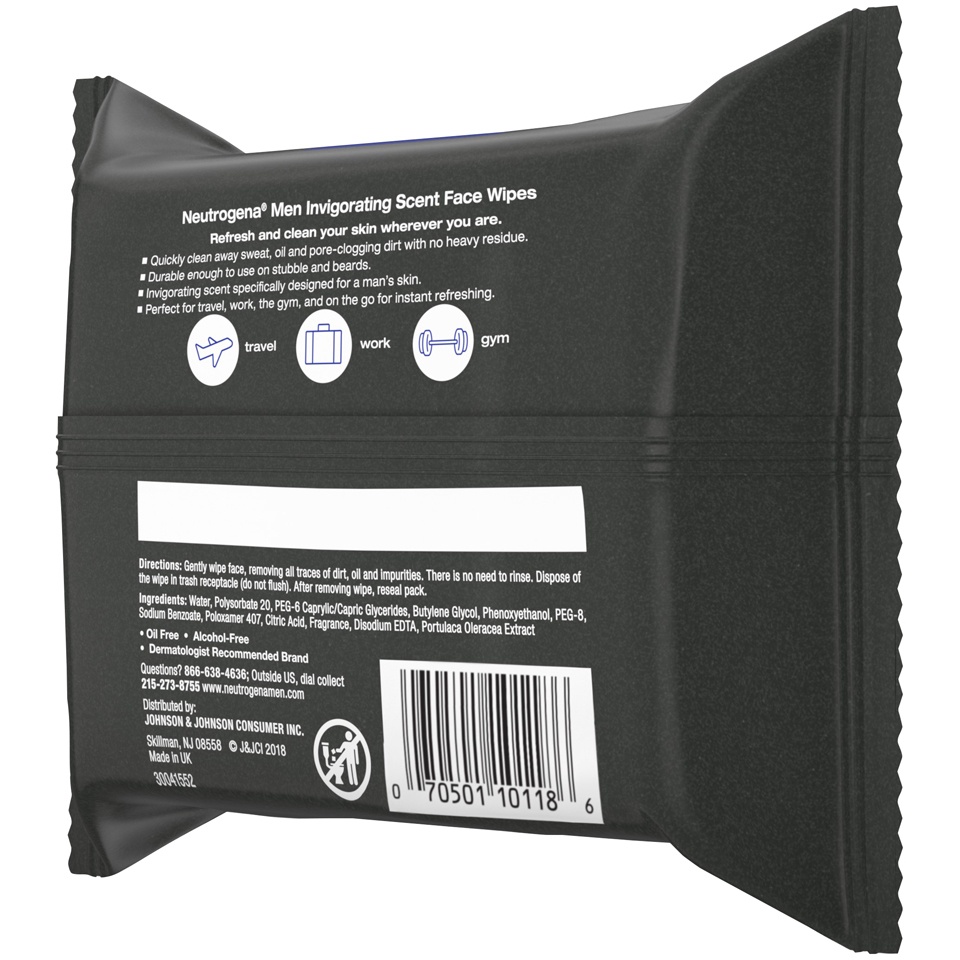 slide 4 of 6, Neutrogena Men Invigorating Scent Face Wipes, 25 ct