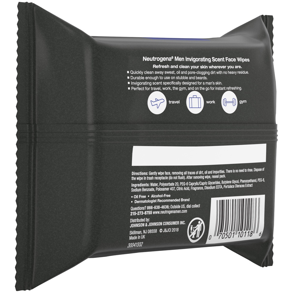 slide 6 of 6, Neutrogena Men Invigorating Scent Face Wipes, 25 ct