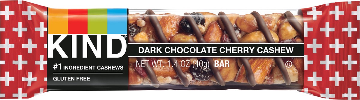 slide 2 of 2, KIND Nut Bars, Dark Chocolate Cherry Cashew, 1.4 oz, 1 Count, 1.4 oz