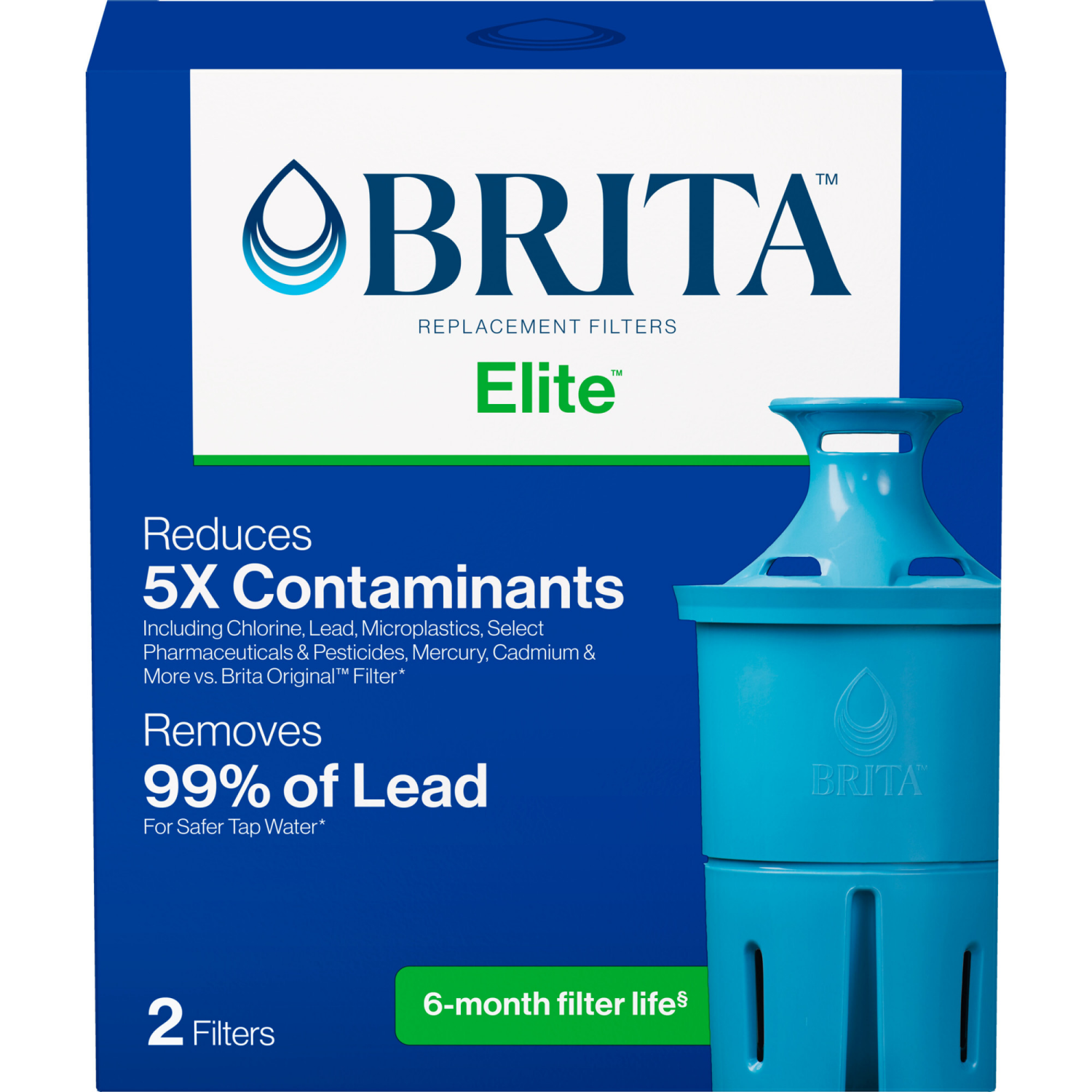slide 6 of 8, Brita Elite Advanced Carbon Core Technology Replacement Water Filter, 2 ct
