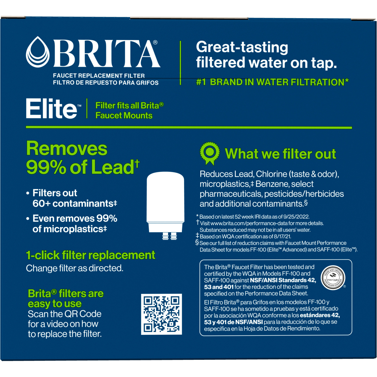 slide 7 of 7, Brita Tap Water Filter, Water Filtration System Replacement Filters For Faucets, Reduces Lead, BPA Free - White, 2 Count, 2 ct
